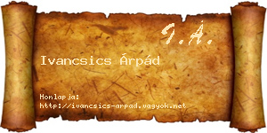 Ivancsics Árpád névjegykártya